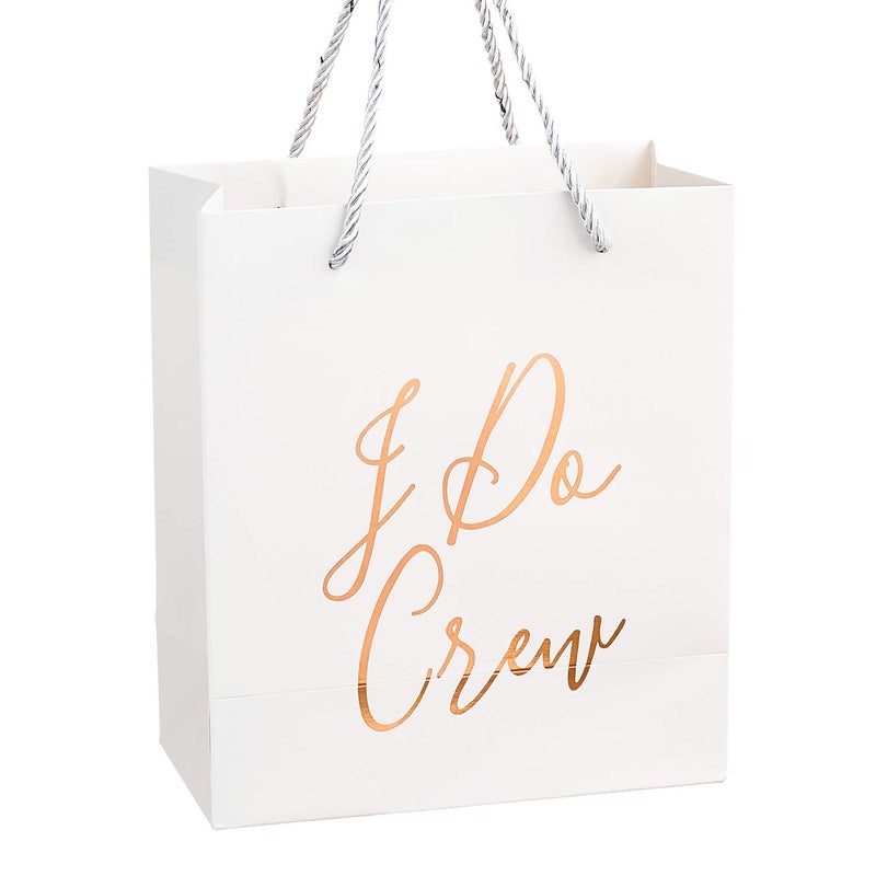 Crisky Bridesmaid Bride Tribe Gift Bag Rose Gold for Bachelorette Hen Party Bridal Shower Team Bride Set of 12 4 x 8 x 9
