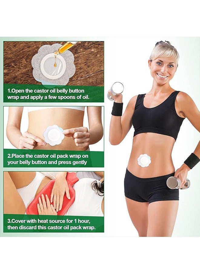 Generic 50 Pcs Castor Oil Pack Wrap for Navel, Self Adhesive Castor Oil Belly Button Wrap Pads, Spunlace Cloth Highly Absorbent Organic Castor Oil Compress Patches No Washing, Oil Not Included  - Image 5