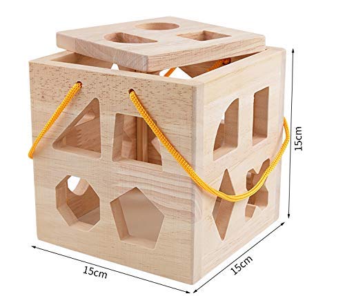 QZMTOY Shape Sorter Toys with 19 Shape Blocks, Classic Wooden Toys for Toddlers Kids, Gift for Girls Boys 2-4 (Natural Solid Wood) - Image 5