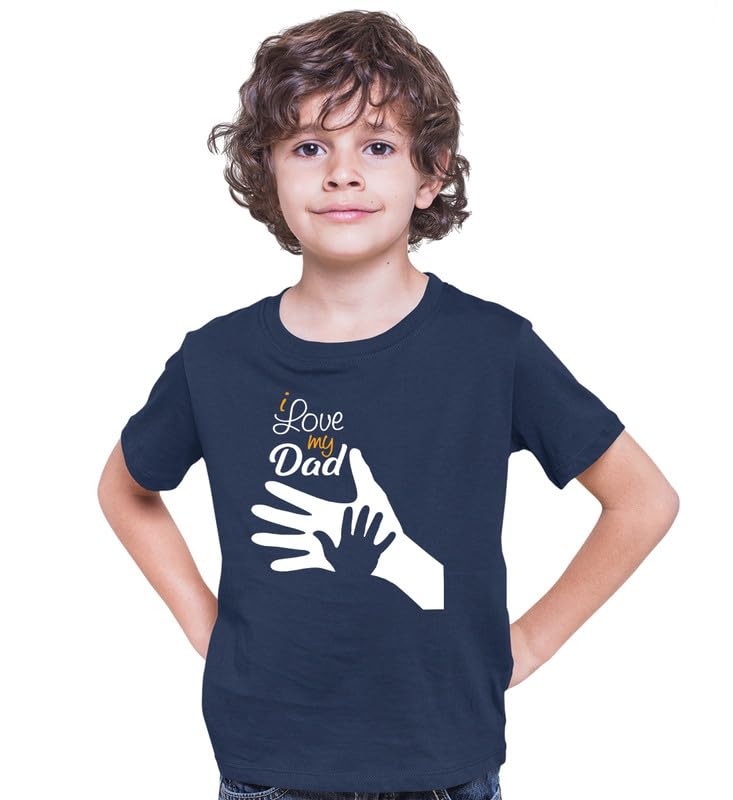 INDISSH Father Son T-Shirt Combo of 2 | Matching Printed Cotton Tshirts - FAM2_RNM-FS02-NVY-L_KRN-FS02-NVY-7YR NavyBlue - Image 3