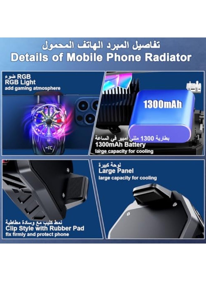 Mobile cooling fan with RGB lighting, semi-conductive mobile cooler, portable instant cooling fan for gaming, 4.7-7.5 inches, lightweight and noise-free for live TikTok streaming outdoors. - Image 4