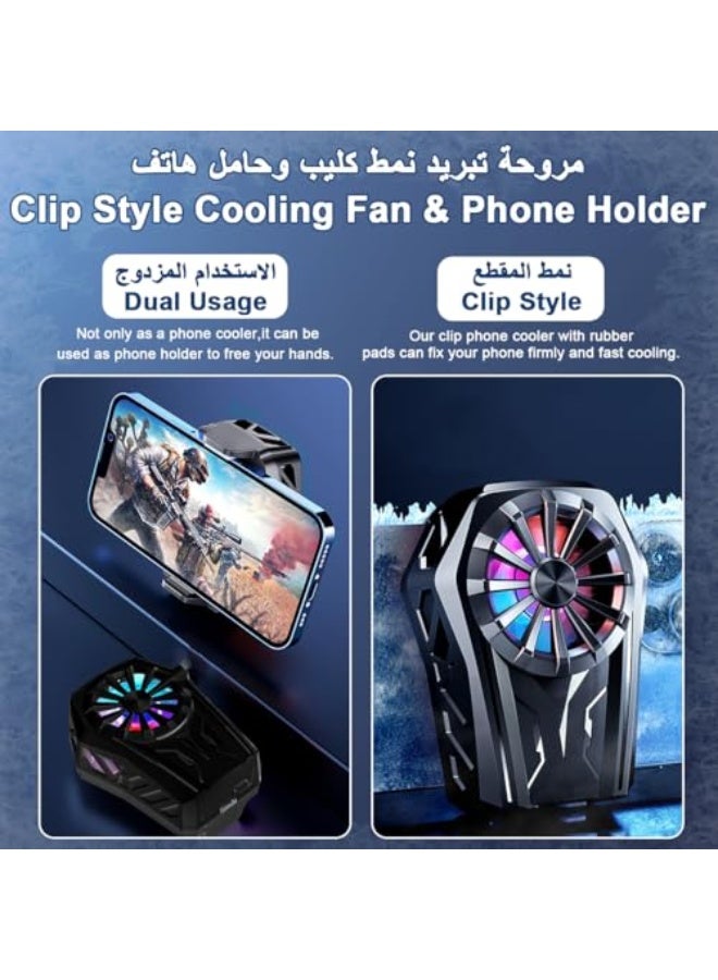 Mobile cooling fan with RGB lighting, semi-conductive mobile cooler, portable instant cooling fan for gaming, 4.7-7.5 inches, lightweight and noise-free for live TikTok streaming outdoors. - Image 3
