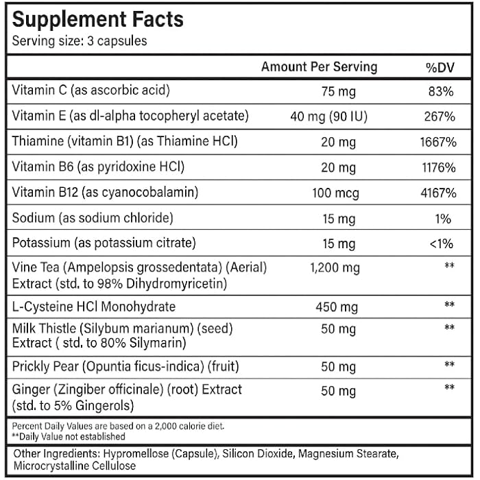 Supplement | Support Your Liver & Feel Better After Drinking | with DHM + L-Cysteine | Vegan Capsules for Energy | Prickly Pear, B-Vitamins, Ginger | 12 Doses - Image 2
