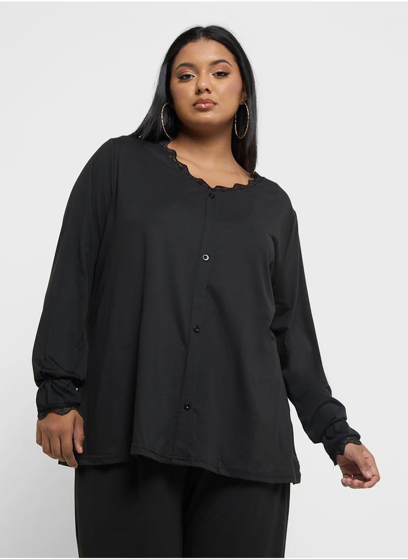 Ginger Plus Ribbed Relaxed Top & Pant Lounge Set