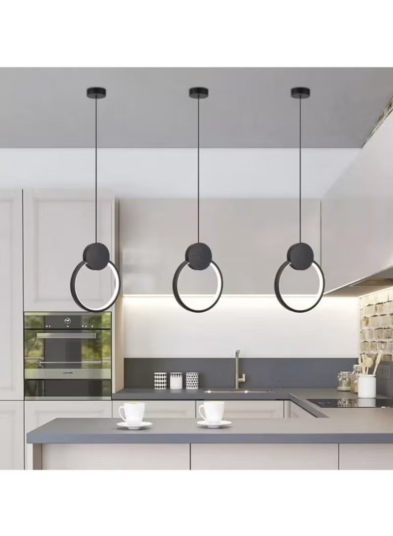 مصباح LED حديث 12 وات قابل للتعتيم مصباح معلق بسيط للسقف لغرفة المعيشة وغرفة النوم والسلالم والمطبخ والسرير والحمام والممر مصباح دائري معلق (أسود) - Image 4
