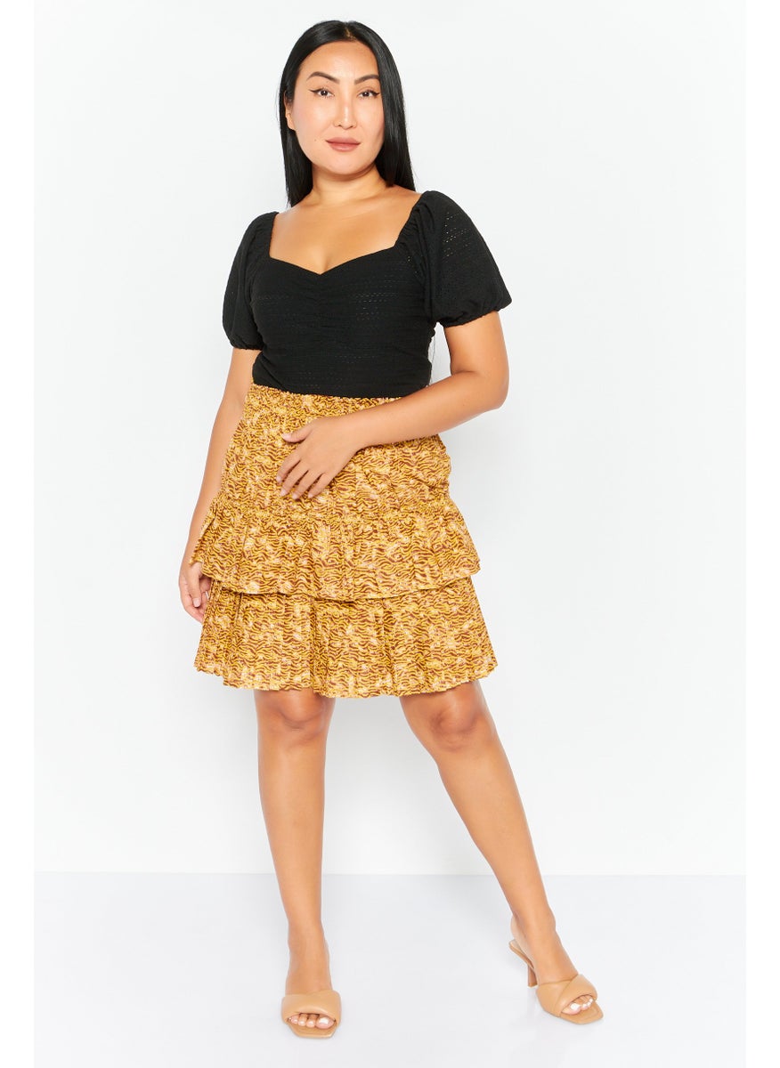 Scotch & Soda Women Allover Print Smocked Mini Skirt, Beige  - Image 2