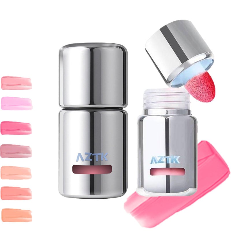 Aztk Liquid Blush, Aztk Jelly Color Liquid Blushes, Blush for Cheeks, Blushes Lotion with Sponge Head, High-Pigment, Long-Lasting, Waterproof, Matte Finish, 5ml (JC03) - Image 1