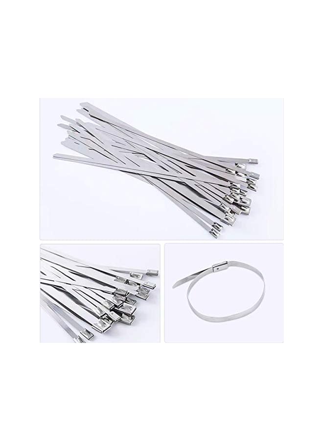 promass 100PCS 4.6 * 300mm Premium Stainless Steel Cable Ties, SS304 Stainless Steel Zip Ties, Metal Cable Ties, Exhaust Wrap Coated Locking Cable Zip Ties, 316 Marine Grade Metal Tie Wraps - Image 3