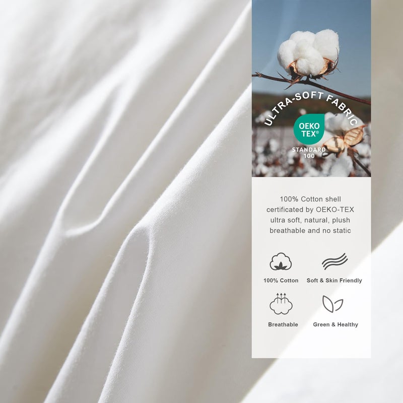 Royoliving Premium Feathers Down Duvet Insert Comforter California King Size All Season Medium Warmth White 100% Cotton Cover with Corner Tabs (108x98, 67 oz) - Image 3