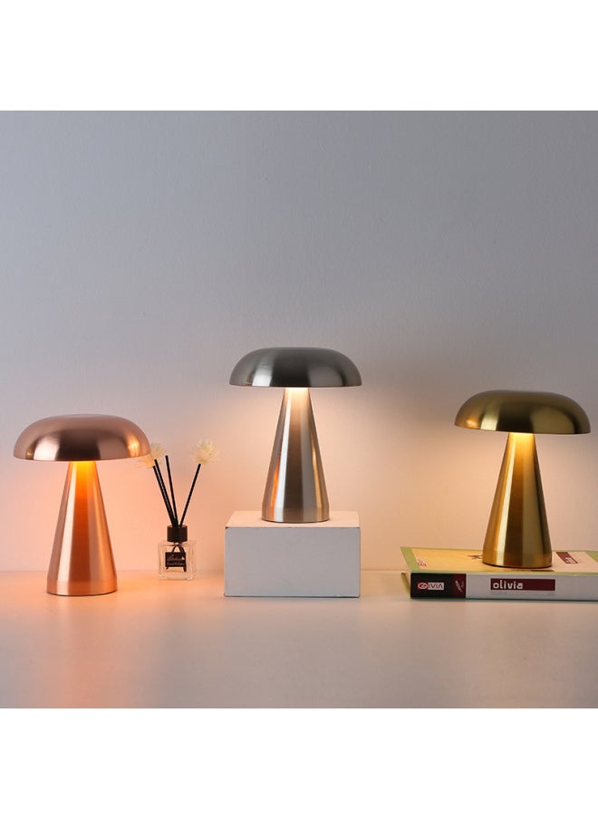 Metal Mushroom Lamp Table Lamp Creative Living Room Atmosphere Lamp USB Charging Touch Bar Night Light Bar Lamp-Light Source Power:5W-Light Color:Type B-gold