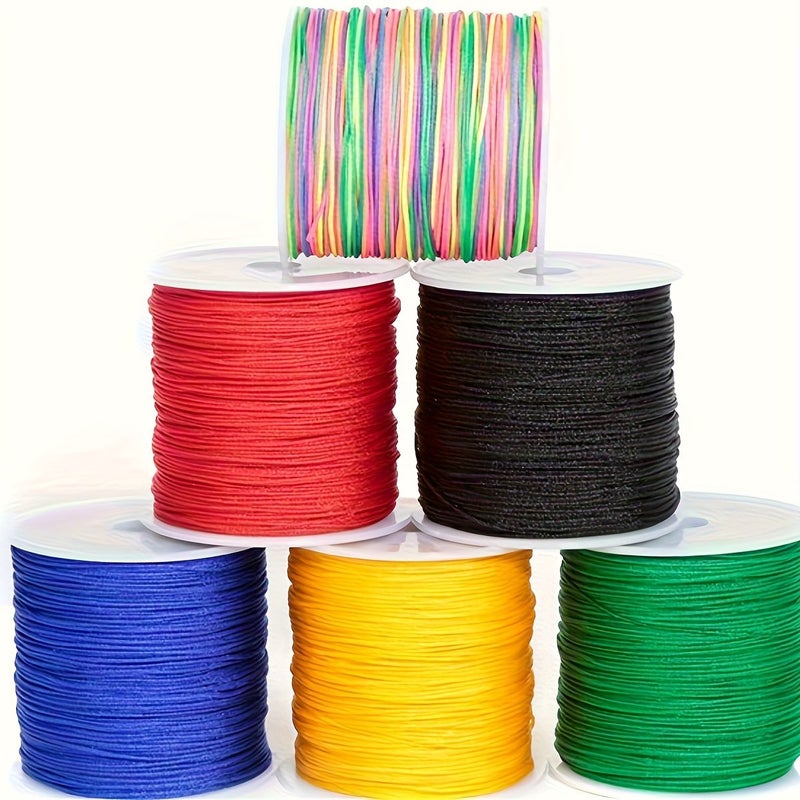 0.031 بوصة من خيط اليشم الأصفر الذهبي بطول 49.21 ياردة لصنع أساور يدوية (DIY) - Image 1