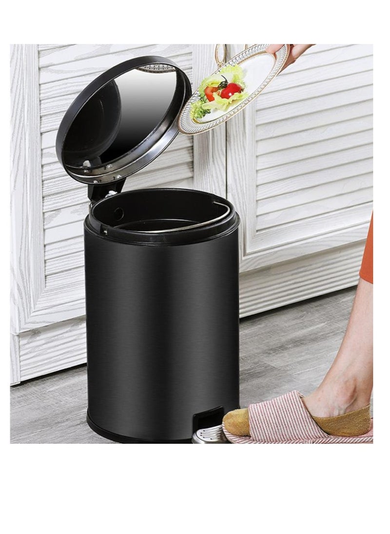 Golden Home - Bin, Classic Round Pedal Trash Can, Hands-Free Ideal For Kitchen, Bathroom, Bedroom, Office, Stainless Steel 8L (Luxury Gold Color)  - Image 3