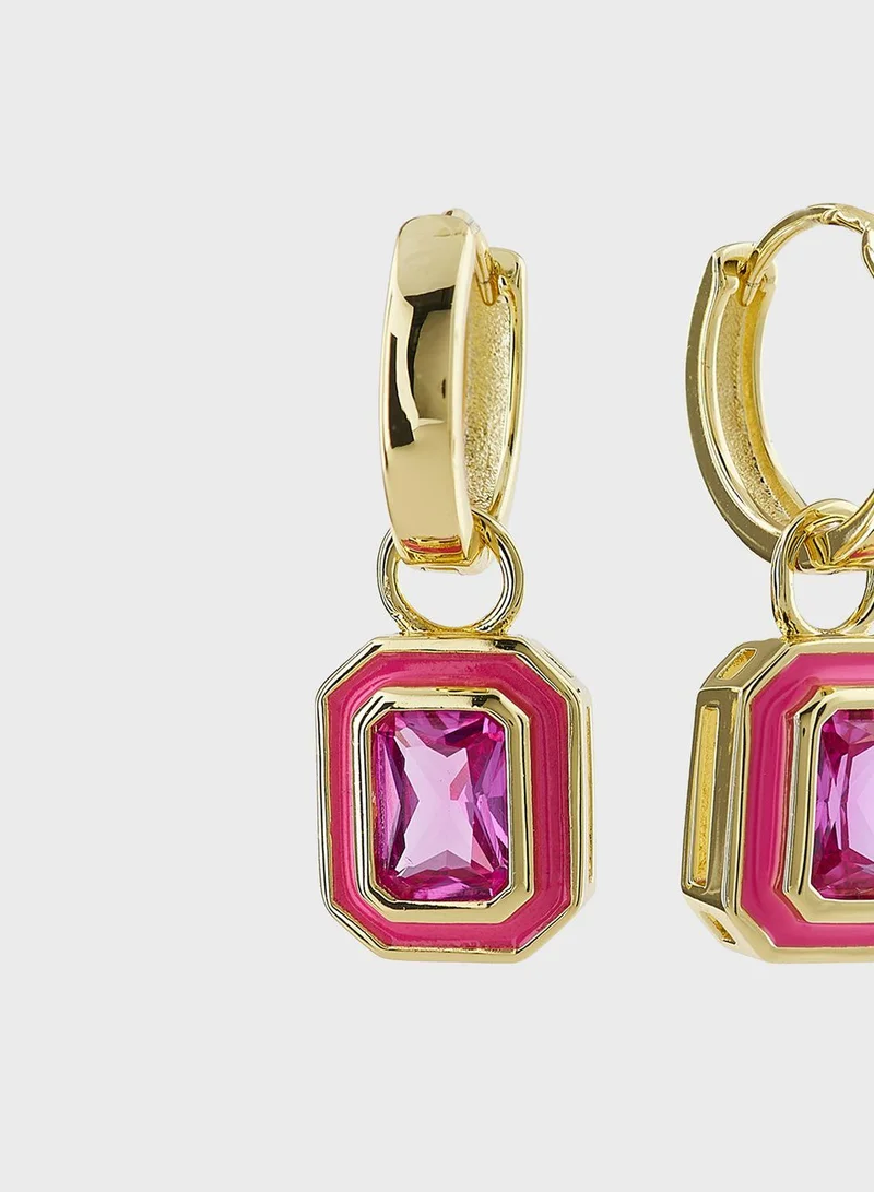 LUV AJ Bezel Huggies Hoop Earrings