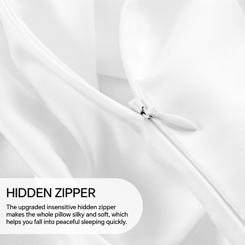 Infiixso Mulberry Silk Pillow Cases King Size Set Of 2  Silk Pillowcase With Hidden Zipper 20""X36""  Extraordinary Smooth And Soft Pillow Case For Hair And Skin(White  2 Pack) - Image 5