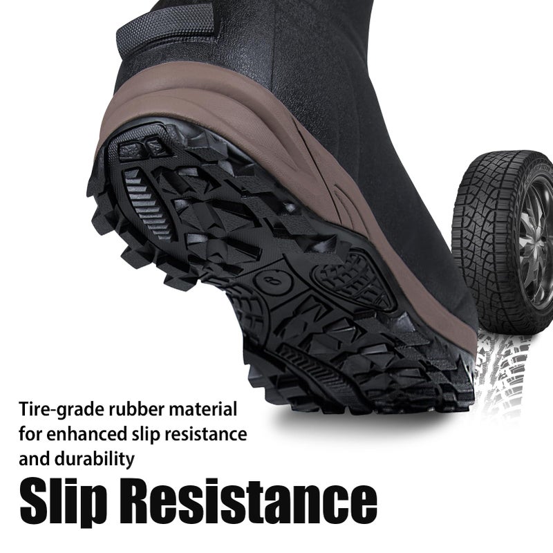 Hunthor Hunting Boots for Men, Waterproof Rubber Rain Boots with Steel Shank, 6 mm Insulated Neoprene, Slip-Resistant Sole for Hunting and Outdoor Size 11 Black - Image 2