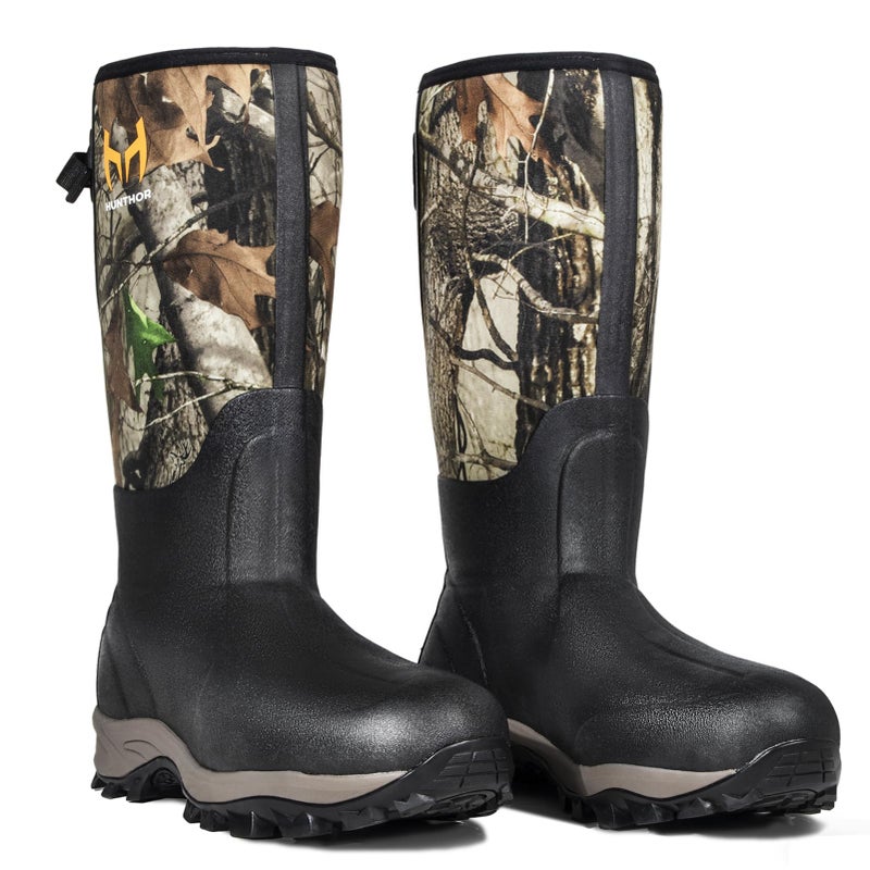 Hunthor Hunting Boots for Men, Waterproof Rubber Rain Boots with Steel Shank, 6 mm Insulated Neoprene, Slip-Resistant Sole for Hunting and Outdoor Size 11 Black - Image 1