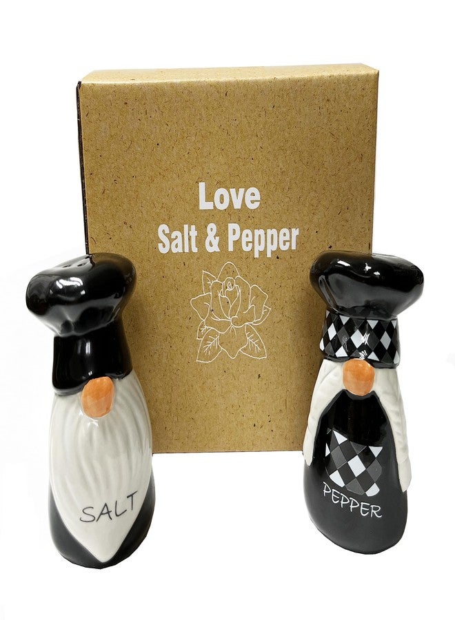 KARALIN طقم هزازات الملح والفلفل من السيراميك من كارالين، طقم هزازات ملح ريفي، ديكور مطبخ ريفي، إكسسوارات طاولة، تصميم طاهٍ لطيف، هدية مثالية للمنزل الجديد مع صندوق، طقم توابل الملح والفلفل (أسود وأبيض). - Image 4