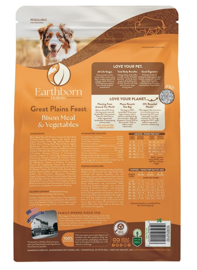 Earthborn Holistic - Great Plains Feast GrainFree Dry Dog Food | 4 Lb Bag | Bison Meal And Vegetables - Image 1