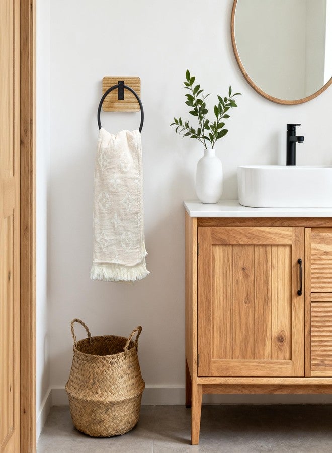 صن تك حامل مناشف ريفي يُثبّت على الحائط للحمام، حامل مناشف بتصميم ريفي، حامل مناشف يدوي بديكور ريفي، علاقة مناشف حمام بخشب بني دافئ للمطبخ، إكسسوارات حمام - Image 2