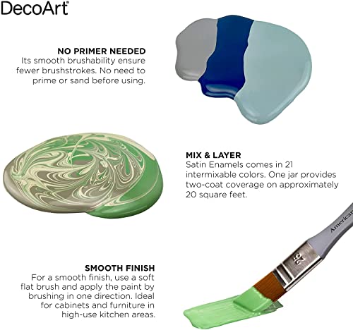 DecoArt دهانات ديكو آرت أمريكانا ديكور ساتين إناميل - عبوة 2 8 أونصة أبيض دافئ أكريليك للديكور المنزلي - إمدادات الأثاث، إمدادات الفن لمسات مع كتاب إلكتروني (ديكو آرت-ADSA03-36) - Image 5