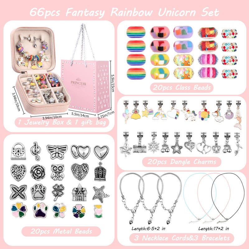 UFU Charm Bracelet Making Kit Girls Beads for Jewelry Making Kit, Unicorns Arts Crafts Gifts Set for Teen Girls Age 5 6 7 8-12, with a Portable Bracelet Organizer Box - Image 4