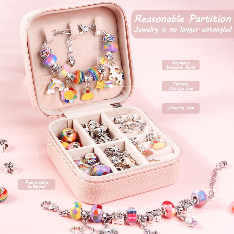 UFU Charm Bracelet Making Kit Girls Beads for Jewelry Making Kit, Unicorns Arts Crafts Gifts Set for Teen Girls Age 5 6 7 8-12, with a Portable Bracelet Organizer Box - Image 3