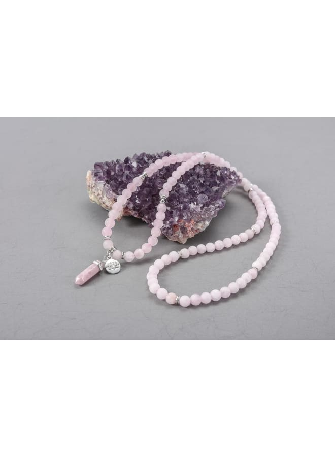 JSDDE 108 Mala Prayer Beads Wrap Bracelet Natural Crystals Gemstone Lotus Pendant Necklace for Healing Meditation  - Image 4