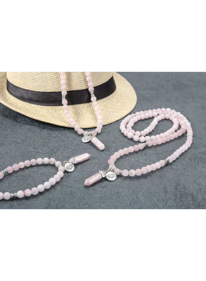 JSDDE 108 Mala Prayer Beads Wrap Bracelet Natural Crystals Gemstone Lotus Pendant Necklace for Healing Meditation  - Image 5