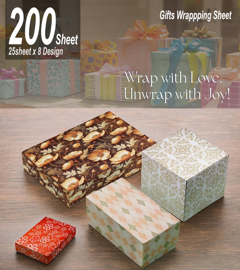 KOSY ورق تغليف هدايا KOSY | ورق تعبئة هدايا بتصميم | 75 × 50 سم عبوة من 200 ورقة | الأفضل لتزيين المنزل، عيد الميلاد، الزفاف، الذكرى السنوية، عيد الميلاد والمناسبات الاحتفالية - Image 2