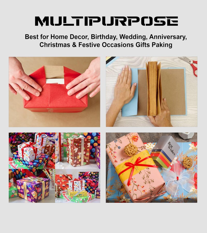 KOSY ورق تغليف هدايا KOSY | ورق تعبئة هدايا بتصميم | 75 × 50 سم عبوة من 200 ورقة | الأفضل لتزيين المنزل، عيد الميلاد، الزفاف، الذكرى السنوية، عيد الميلاد والمناسبات الاحتفالية - Image 4