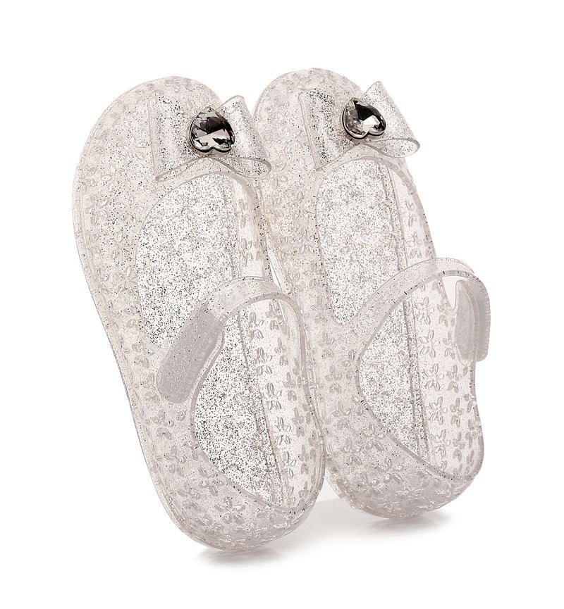New Butterfly Knot Kids Jelly Sandals White