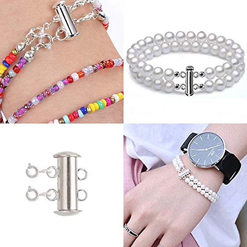 ZCMG 4 Sizes Slide Clasp Lock Necklace Connectors Multi Strands Slide Tube Spacer Clasps Necklace Bracelet Chain Extenders for DIY Layered Anklets Necklace Jewelry Making Crafts 14 Pcs Golden Silver Tone - Image 5
