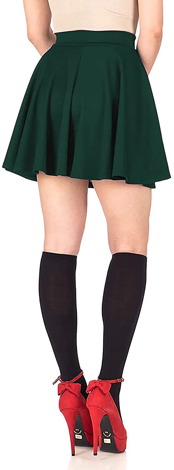 Mehrang Girl's/Women's Classic Stretchy All Time Trendy Skater Skirt with Attached Inner Shorts and Flared Inskirt (30, DarkGreen) - Image 2