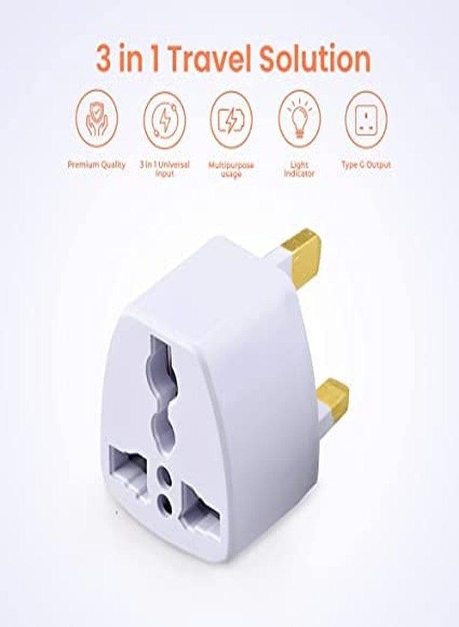 KAVANA India to UK Adaptor Plug, UK Adapter for Indian Pins,Universal Adapter, Worldwide Travel Adapter for Hong Kong, UAE, Dubai, Singapore England Universal Travel Adapter Power Plug (Pack of 4) - Image 2