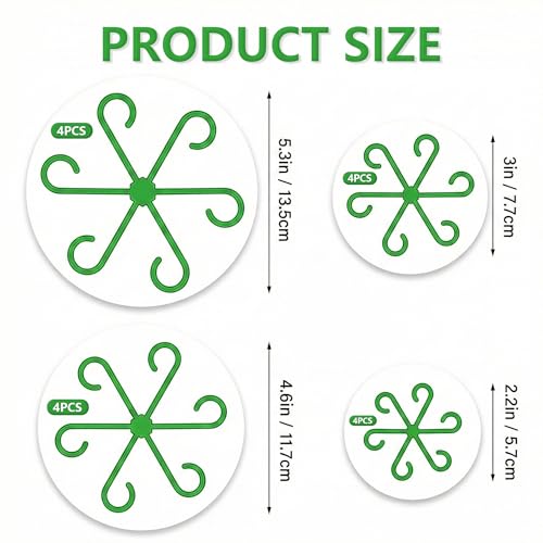 Opasyo 16PCS Plant Stem Support for Indoor Plants, Climbing Houseplant Stem Supports, 4 Sizes Reusable Clips for Monstera, Orchid & Pothos, Climbing Stem Holders (Green) - Image 2