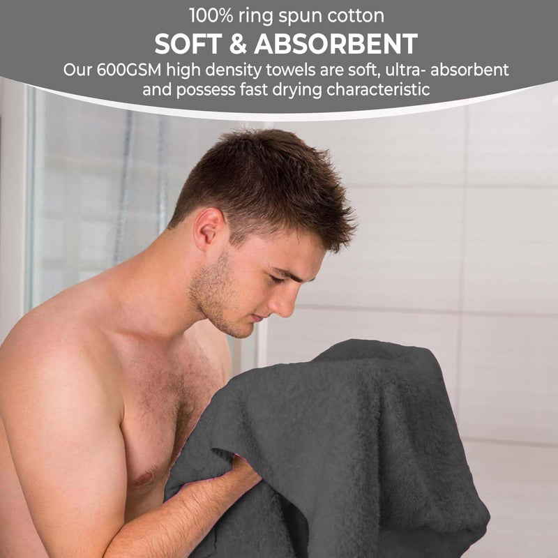 KAHAF COLLECTION Pack of 6 Bath Towels 27 x 54 Inches, 100% Cotton, Larger & Lighter Weight, Quicker to Dry, Super Soft and Absorbent, Perfect for Bathroom (Grey, Pack of 6 (27''x54'')) - Image 4