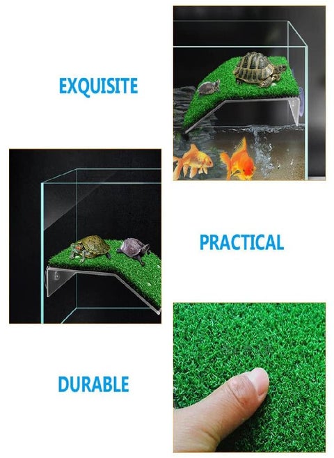 POPETPOP Basking Turtle Platform Turf Artificial Grass Turf Simulation Grass for Fish Tank Reptile Ramp Terrace Turtle Resting Basking Platform