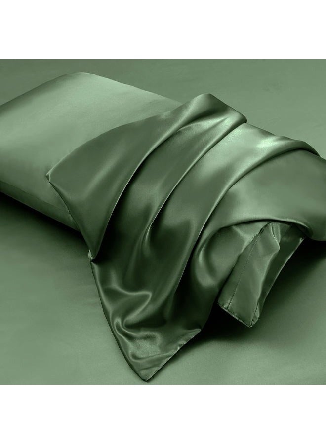 Aormenzy Satin Pillow Cases for Women Standard Size Set of 2, Woodland Green Satin Pillowcase for Hair with Envelope Closure Silky Pillow Covers Wrinkle, Fade Resistant (20x26 Inches) - Image 4