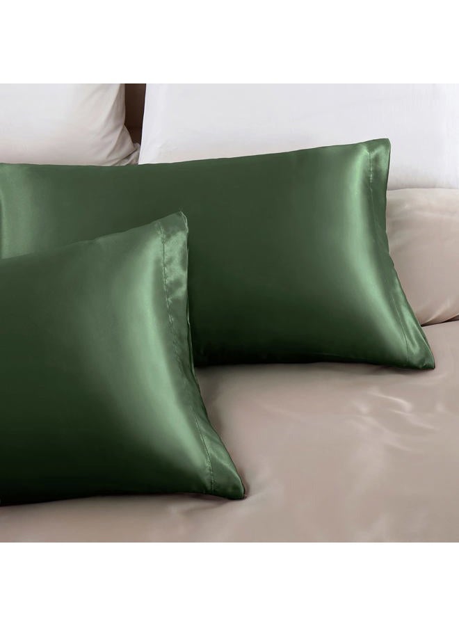 Aormenzy Satin Pillow Cases for Women Standard Size Set of 2, Woodland Green Satin Pillowcase for Hair with Envelope Closure Silky Pillow Covers Wrinkle, Fade Resistant (20x26 Inches) - Image 5