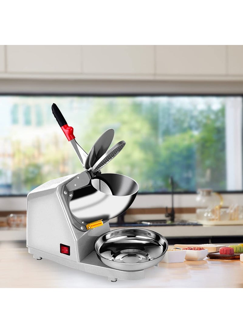 Portible Portible Snow Cone Machine 380w Shaved Ice Machine 3 Blades Ice Shaver 280lbshr Electric Ice Crusher Prevent Splash Snow Cone Maker for Home and Commercial with Ice Pick  - Image 3