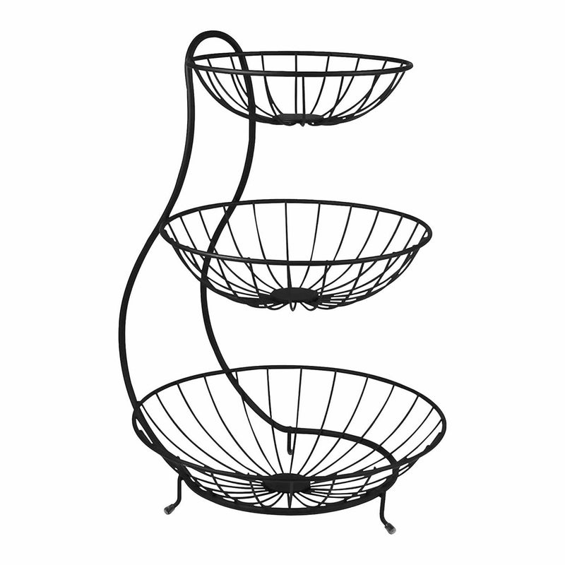 MOBDESK 3 Tier Fruit Basket Countertop Vegetable Bowl for Kitchen Counter Metal Mesh Fruits Stand Holder Organizer Onion Potato Bread Snack Veggie Tiered Storage Kitchen Large Round Storage Bowls - Image 3