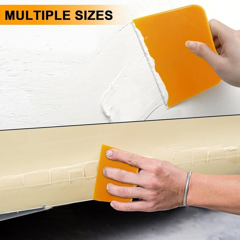 PINKE Body Filler Spreader, 9 Pack Reusable Plastic Spreader Tool for Automotive Body Applying Fillers, Putties, Glazes, Caulks - Autobody Paint Repairs, 3 Each 4", 5" and 6", Yellow - Image 2