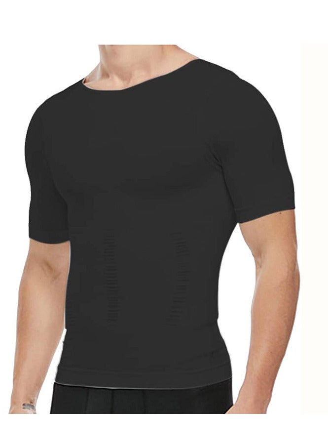 VIUAUAX Men's Compression Shirt Slimming Short Sleeve Baselayer Body Shaper Workout T-Shirt Cool Dry Shapewear Undershirt，Compression Shirt for Men Slimming Undershirt Body Shaper Tank top Shapewear Vest  - Image 1