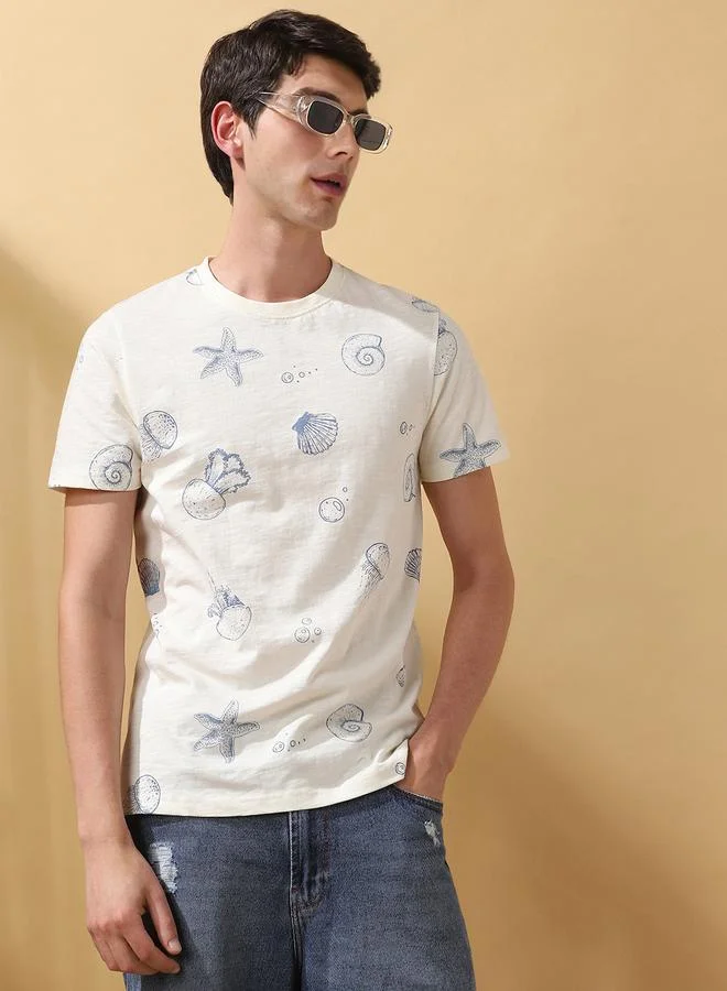 دينيس لينغو تيشيرت رجالي قطن % بطبعة مقاس عادي