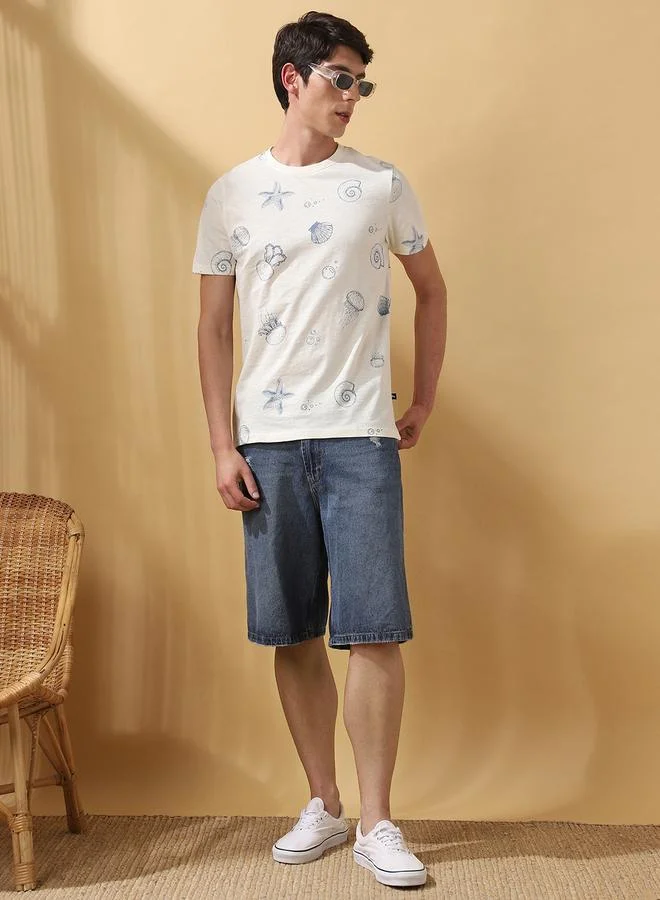 دينيس لينغو تيشيرت رجالي قطن % بطبعة مقاس عادي