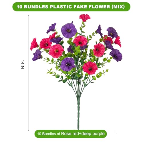ADXORA 12 Bundles Morning Glory Artificial Flowers for Outdoor Decoration UV Resistant Fake Plastic Plants Artificial Greenery for Indoor Outdoor Garden Patio Window Box Home Decor - Image 3