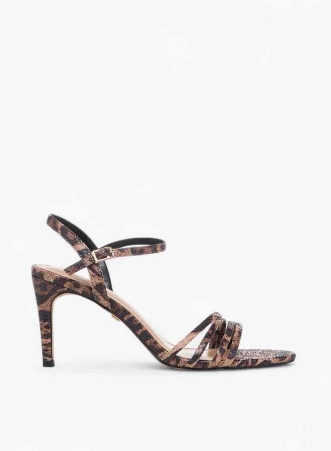 سيليست صنادل نسائية بكعب رفيع بطبعة حيوانات