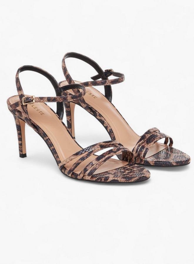 سيليست صنادل نسائية بكعب رفيع بطبعة حيوانات - Image 3