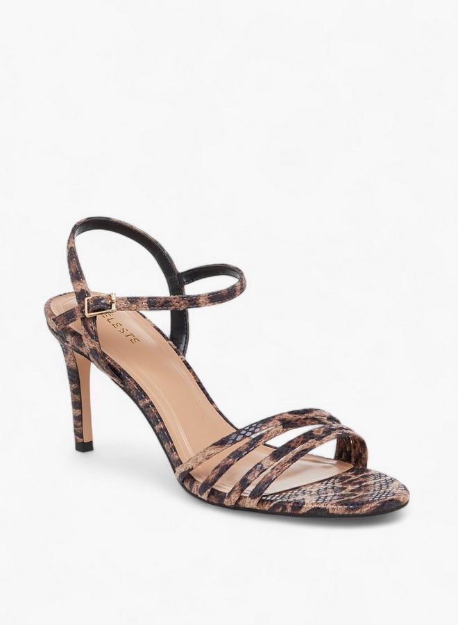 سيليست صنادل نسائية بكعب رفيع بطبعة حيوانات - Image 1