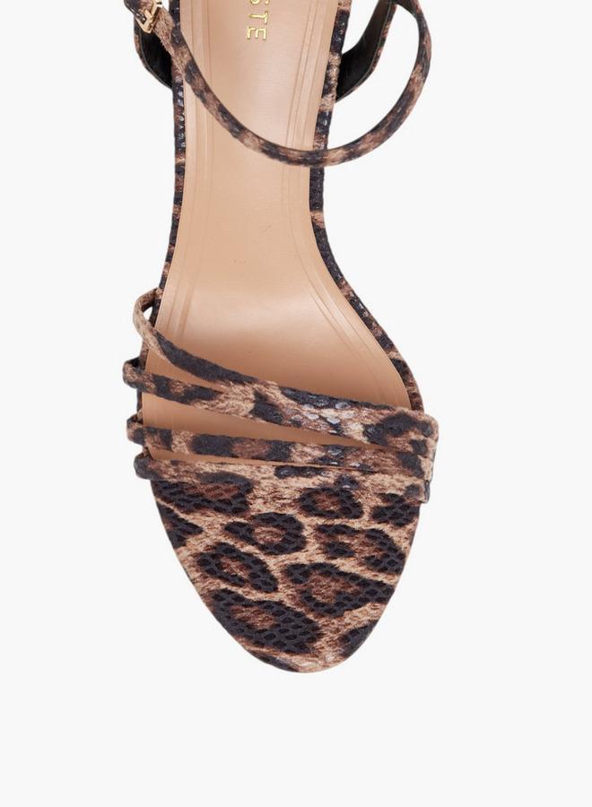 سيليست صنادل نسائية بكعب رفيع بطبعة حيوانات - Image 4